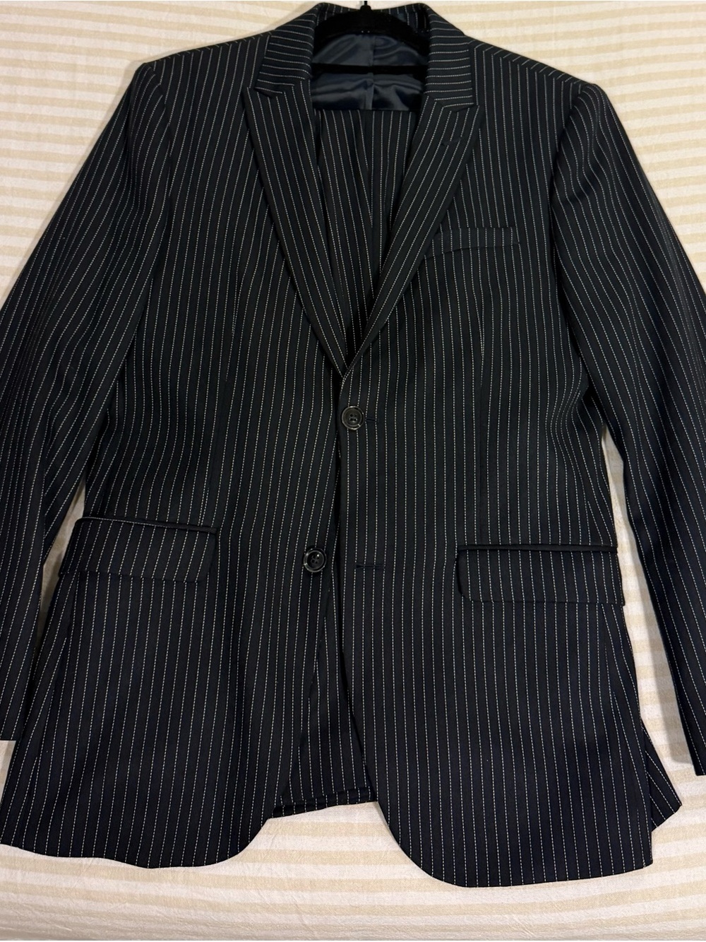 Topman Dark Navy Pinstripe Suit Jacket
